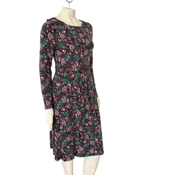BODEN Abigail Long Sleeve Jersey Dress in Black Florals  SZ 8 - Picture 7 of 13